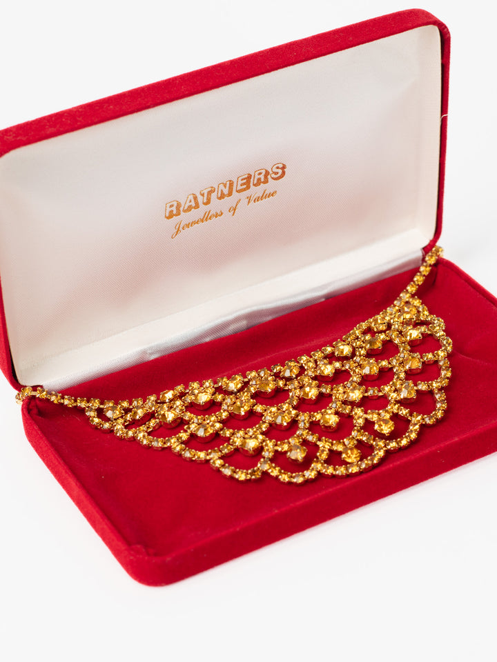 Vintage 70. gadu mākslīgo kristālu kaklarota