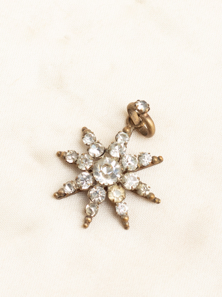 Antique Victorian Starburst Pendant kulons ar caurspīdīgiem stikla akmentiņiem