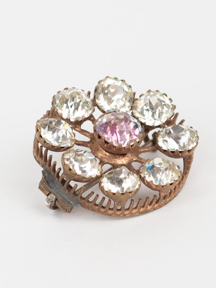 Antique Victorian piespraude ar caurspīdīgiem akmeņiem