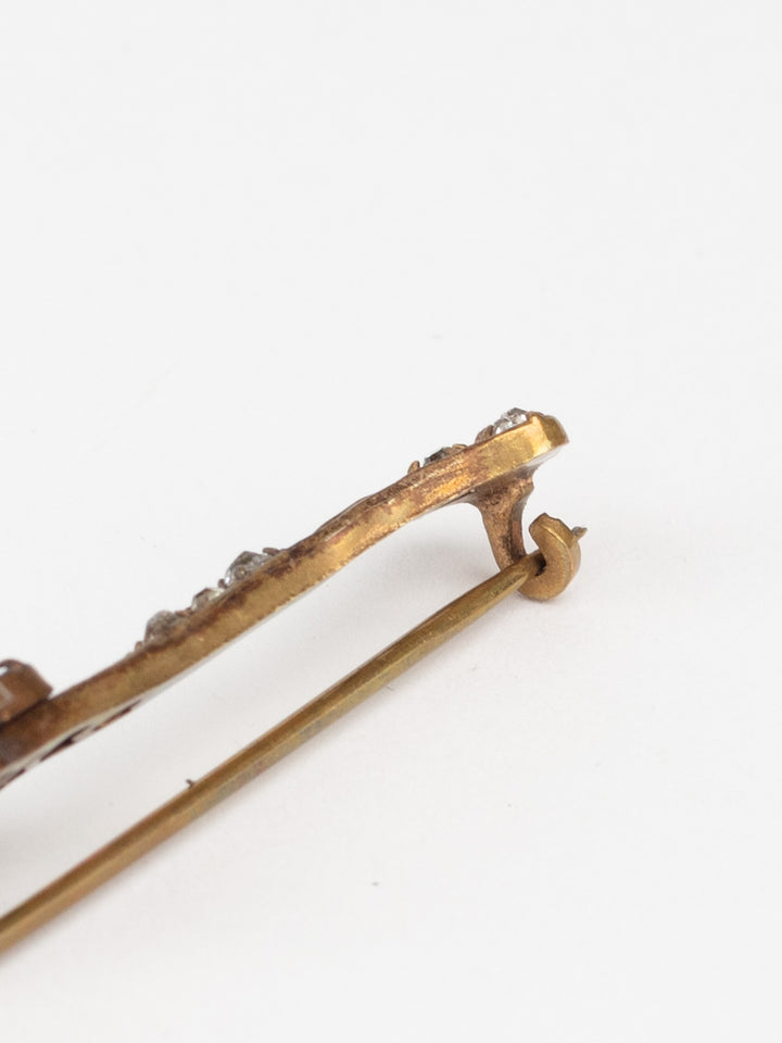 Antique Victorian laika piespraude ar violetu stiklu un caurspīdīgiem akmentiņiem