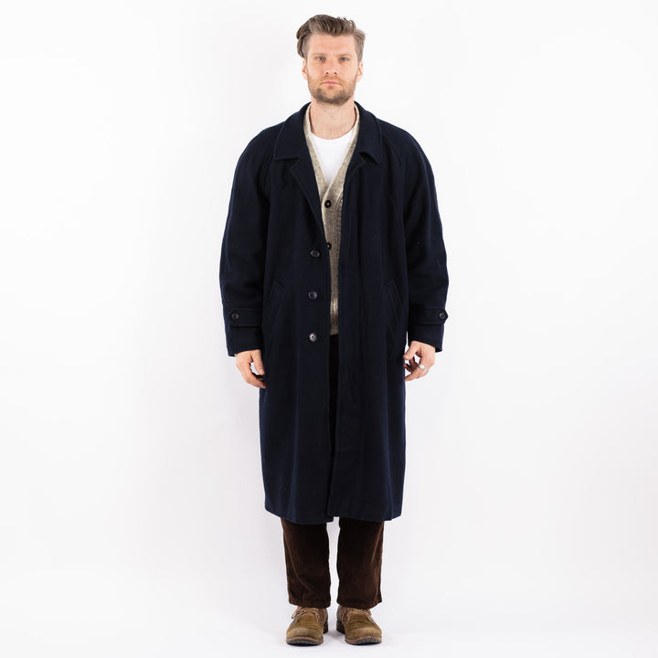 Vintage 80's Men Wool Blend Coat in BlueZ1601