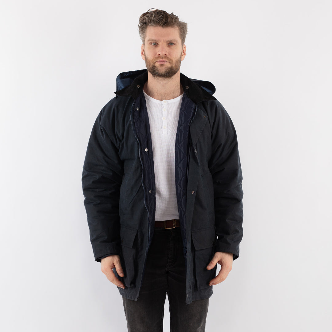 Vintage 90's Men Waxed Canvas Jacket in BlueZ918