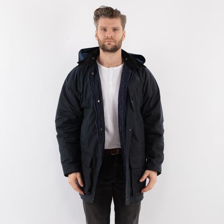 Vintage 90's Men Waxed Canvas Jacket in BlueZ918