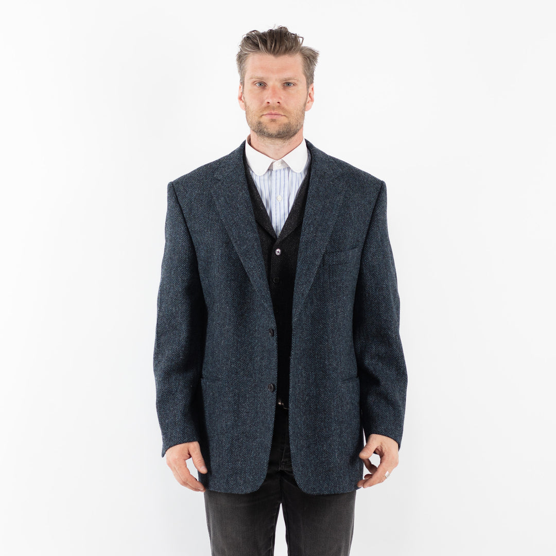 Vintage 90's Men Harris Tweed Jacket in BlueZ1717