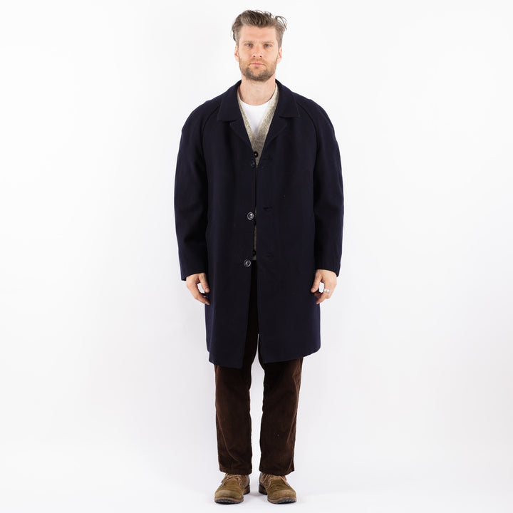 Vintage 70's Men Wool Coat in BlueZ1606