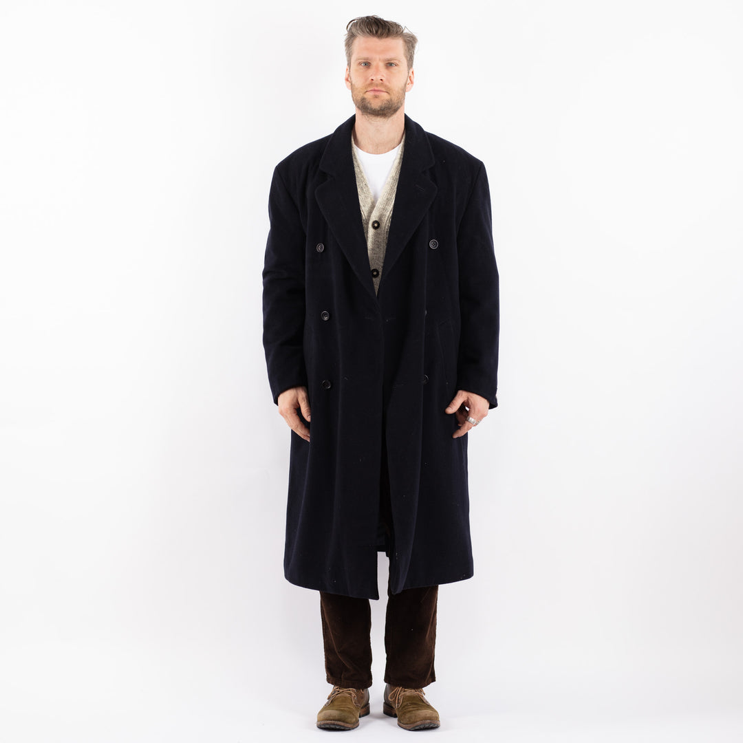 Vintage 80's Men Wool Blend Coat in BlueZ1607