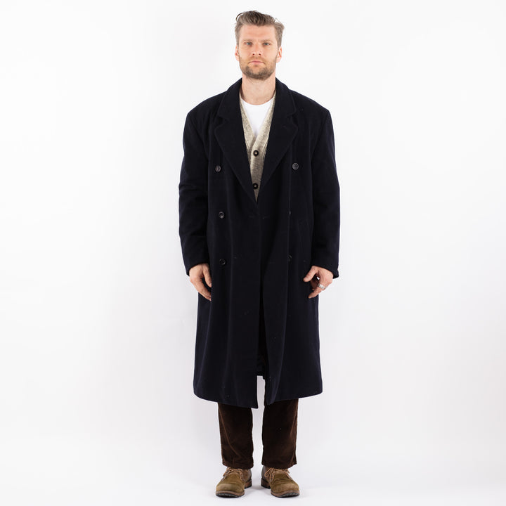Vintage 80's Men Wool Blend Coat in BlueZ1607
