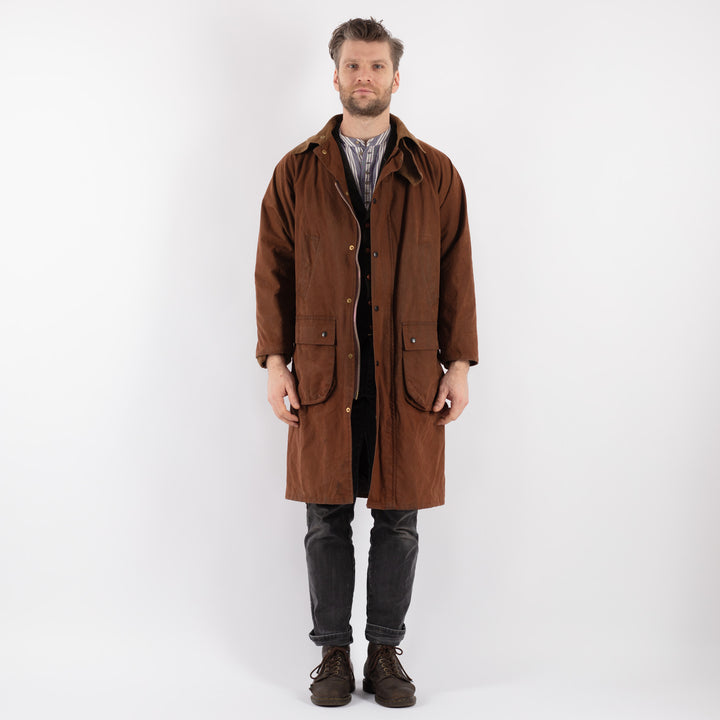 Vintage 90's Men Waxed Canvas Coat in Brown - NorthernGrip