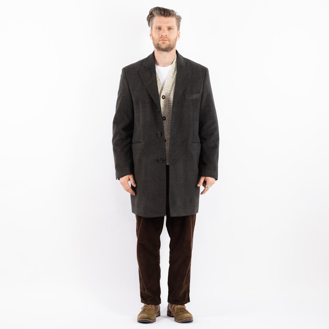 Vintage 00's Men Polyester Blend Coat in GrayZ1609