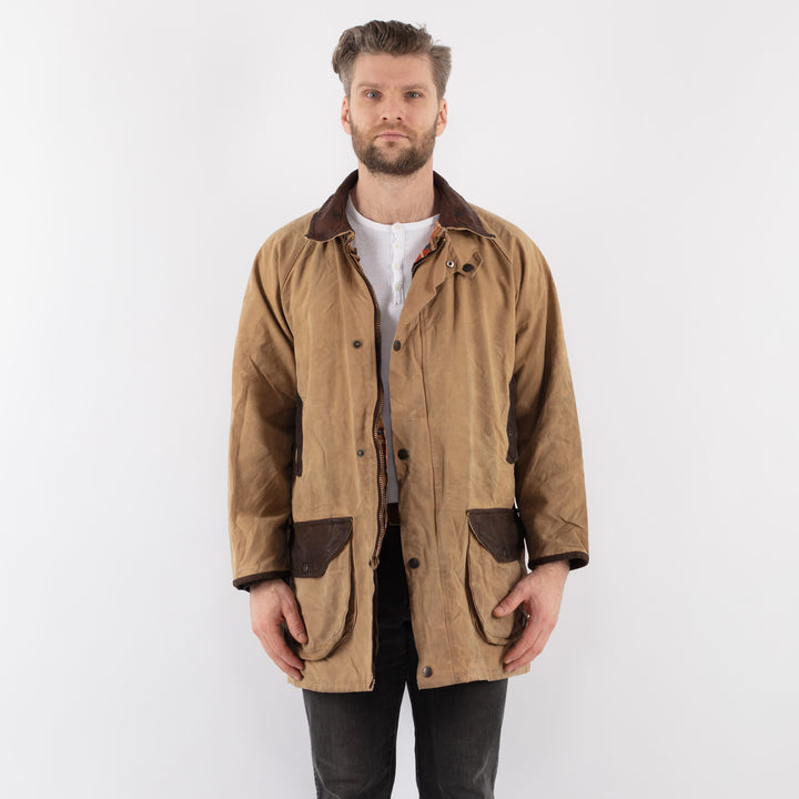 Vintage 90's Men Waxed Canvas Jacket in BeigeZ895