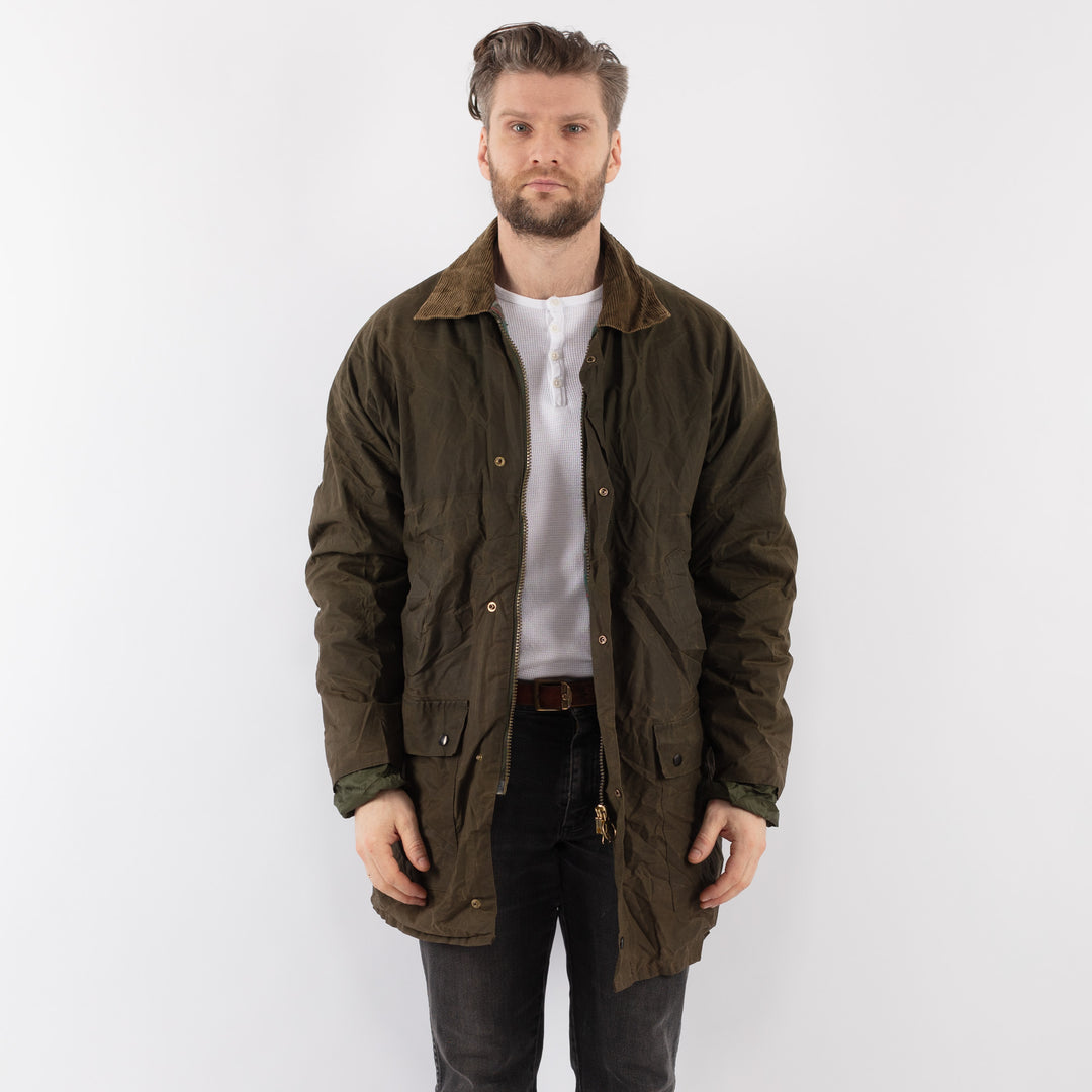 Vintage 90's Men Waxed Canvas Jacket in GreenZ896