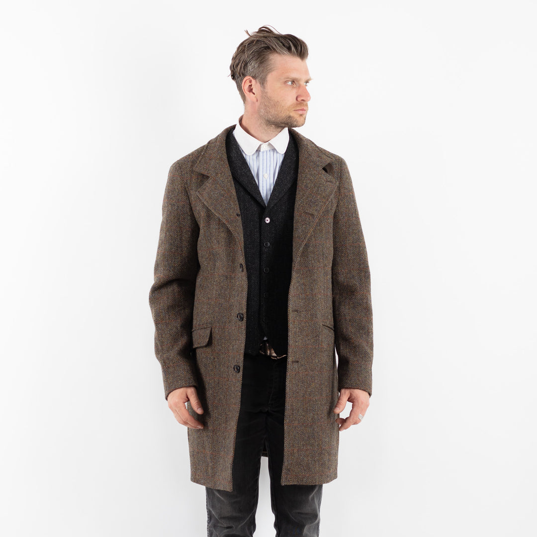 Vintage 00's Men Harris Tweed Coat in BrownZ1731