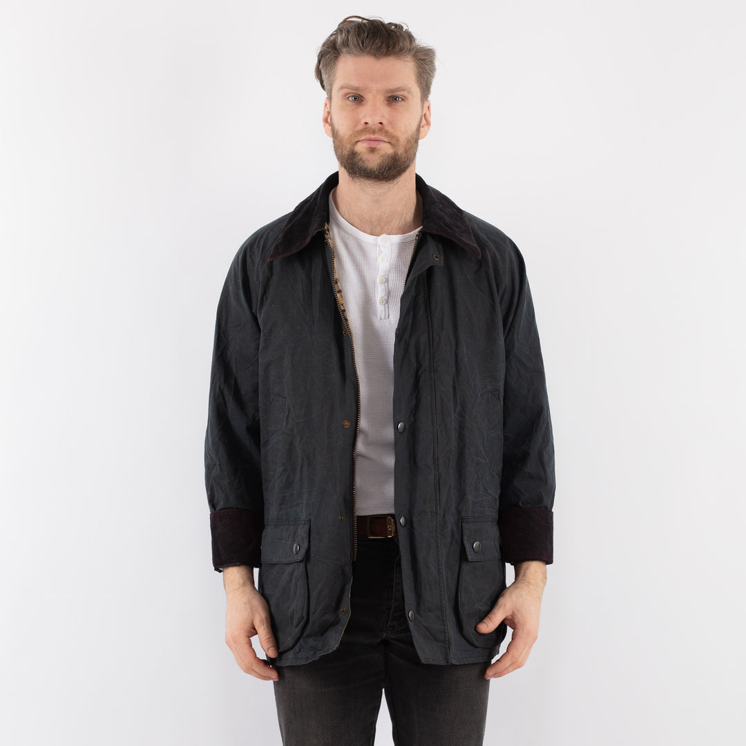 Vintage 00's Men Waxed Canvas Jacket in BlueZ899