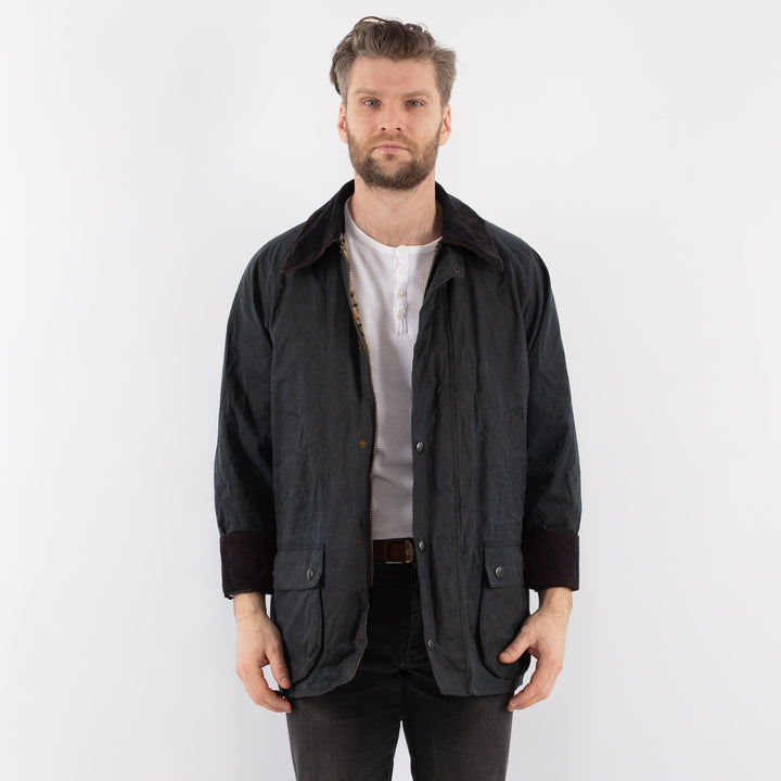 Vintage 00's Men Waxed Canvas Jacket in BlueZ899