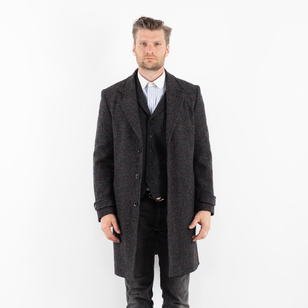Vintage 00's Men Harris Tweed Coat in GrayZ1733