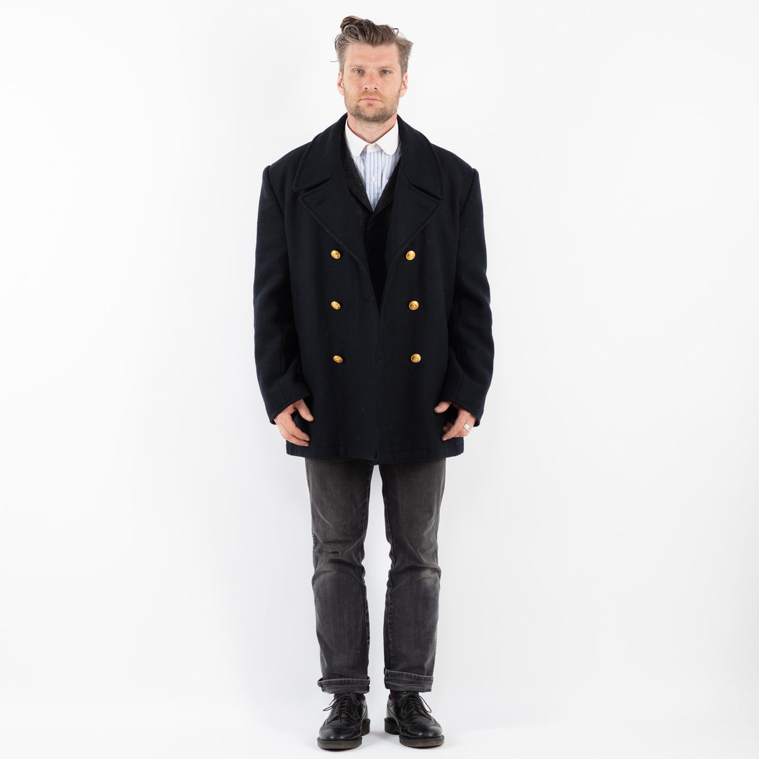 Vintage 90's Men Wool Coat in BlueZ1739