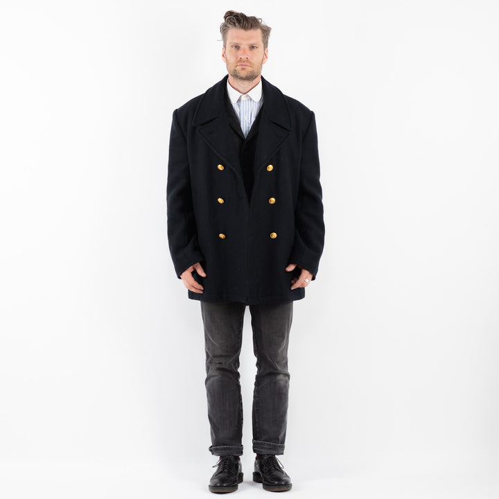Vintage 90's Men Wool Coat in BlueZ1739