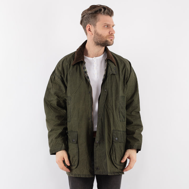 Vintage 90's Men Waxed Canvas Jacket in GreenZ909