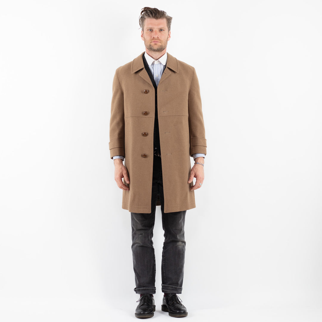 Vintage 70's Men Wool Coat in BeigeZ1742