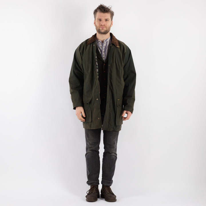 Vintage 90's Men Waxed Canvas Jacket in Green - NorthernGrip