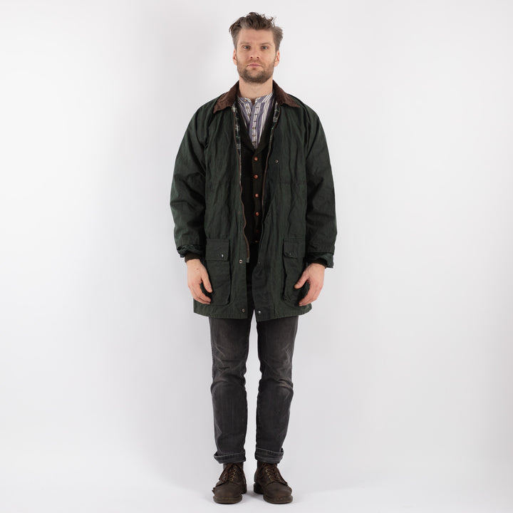 Vintage 90's Men Waxed Canvas Jacket in Green - NorthernGrip