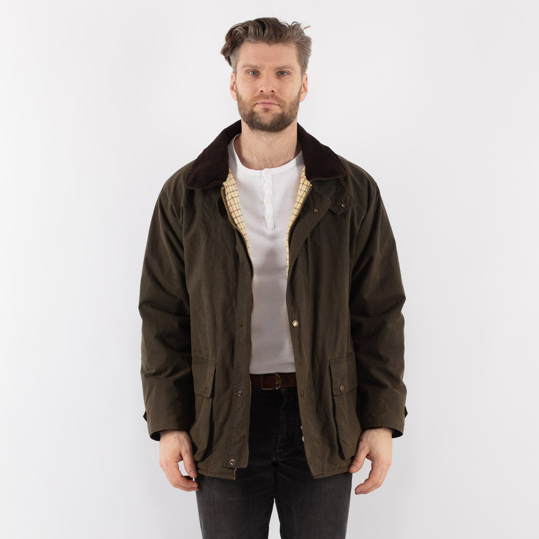 Vintage 90's Men Waxed Canvas Jacket in GreenZ915