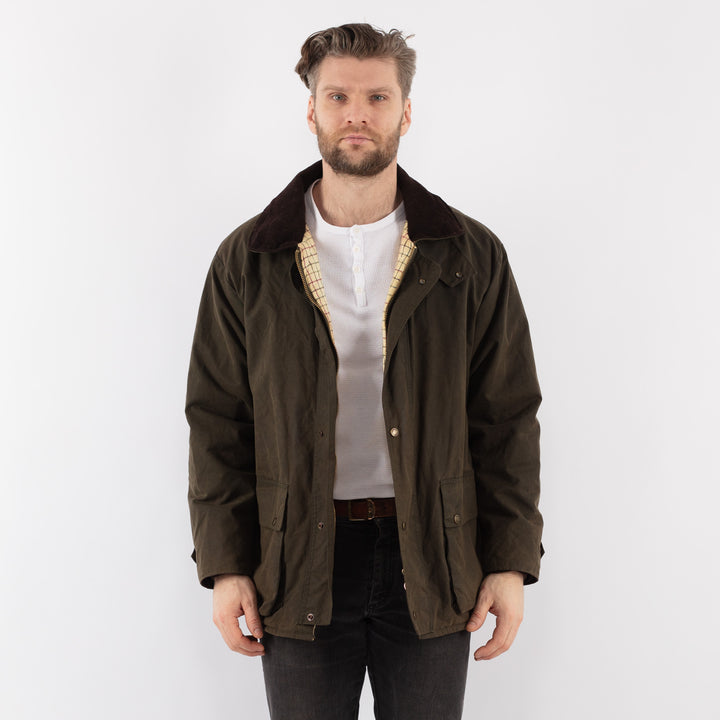 Vintage 90's Men Waxed Canvas Jacket in GreenZ915