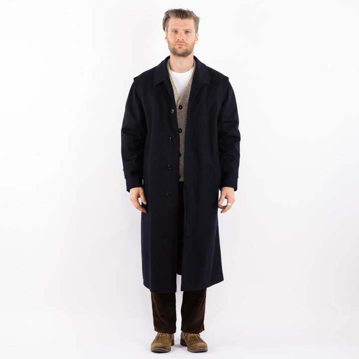 Vintage 80's Men Wool Blend Coat in BlueZ1636