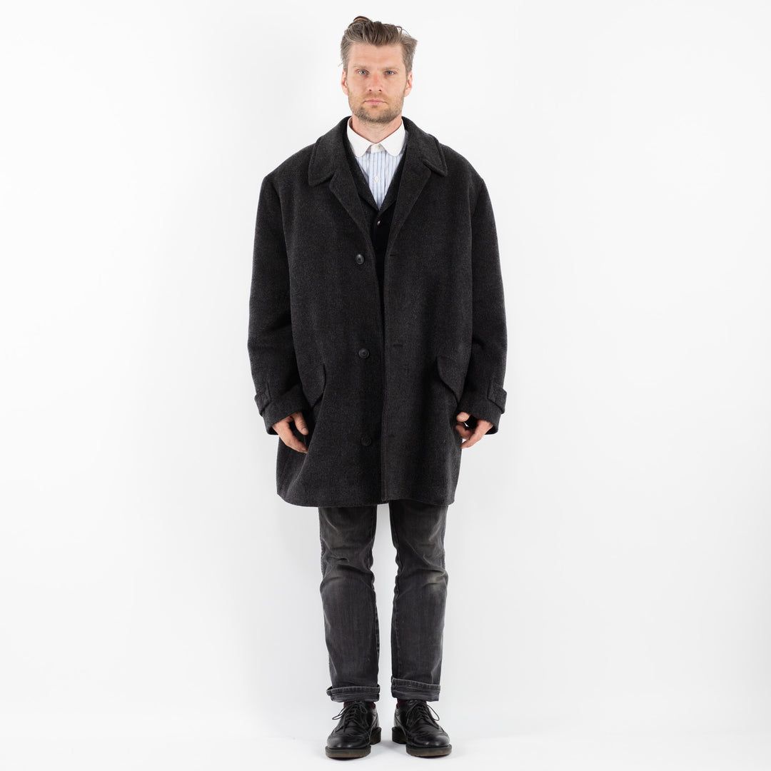 Vintage 80's Men Wool Coat in GrayZ1749
