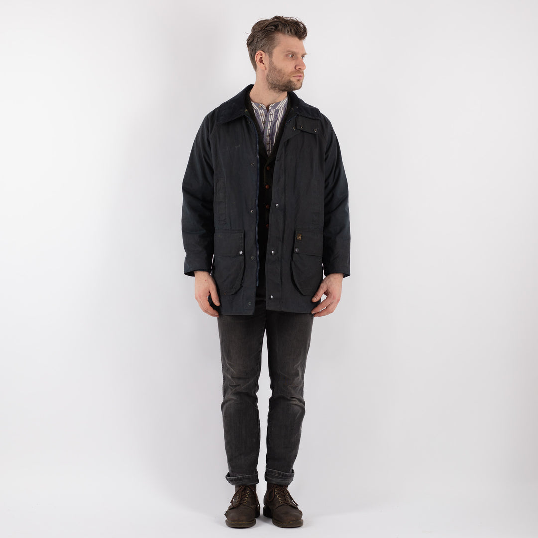 Vintage 90's Men Waxed Canvas Jacket in Blue - NorthernGrip