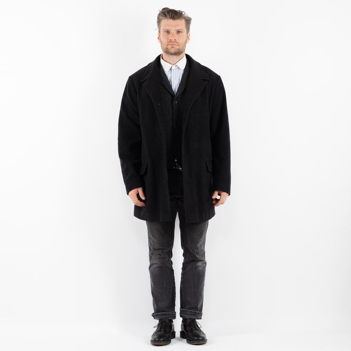 Vintage 90's Men Wool Blend Coat in BlackZ1752