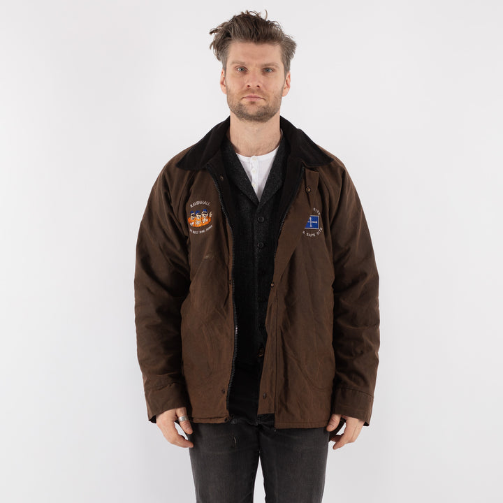 Vintage 00's Men Waxed Canvas Jacket in Brown - NorthernGrip