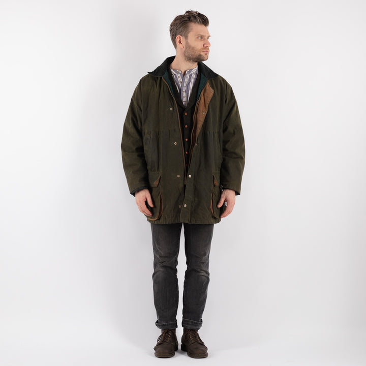 Vintage 90's Men Waxed Canvas Jacket in Green - NorthernGrip