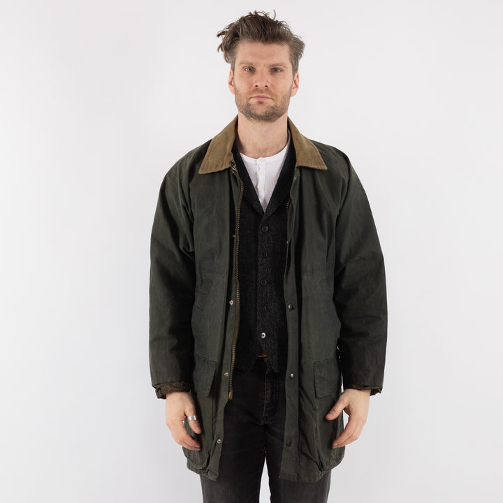 Vintage 90's Men Waxed Canvas Jacket in Green - NorthernGrip