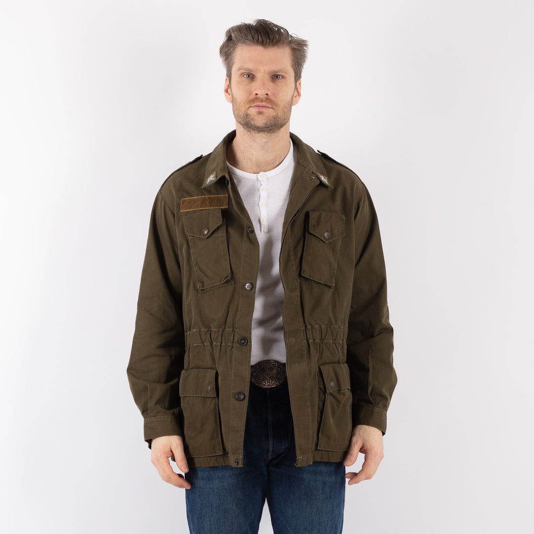 Vintage 80. gadu vīriešu itāļu militārā jaka zaļā krāsā