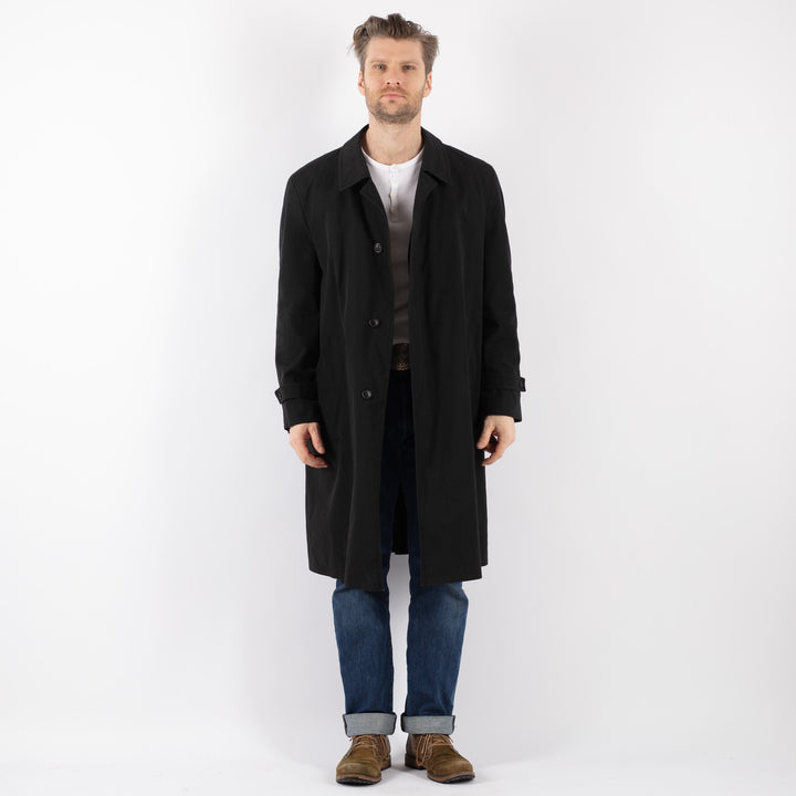 Vintage 70's Men Trench Coat in BlackZ1212