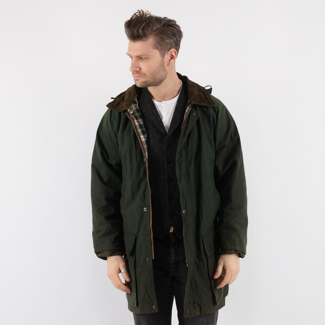 Vintage 90's Men Waxed Canvas Jacket in Green - NorthernGrip