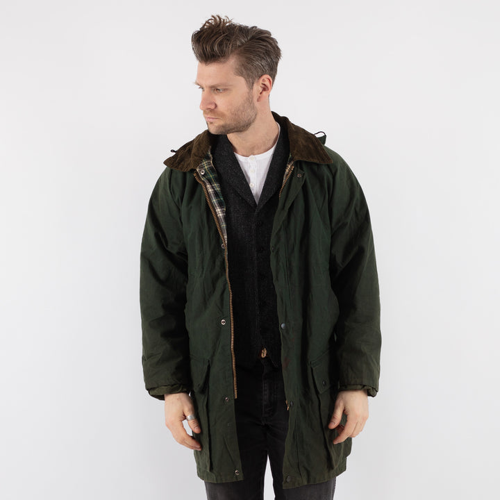 Vintage 90's Men Waxed Canvas Jacket in Green - NorthernGrip