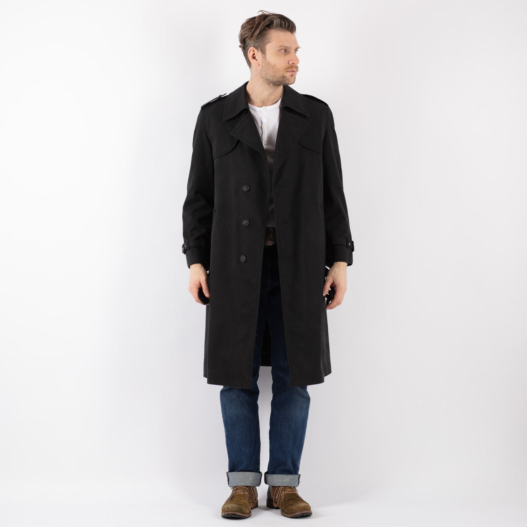 Vintage 90's Men Trench Coat in BlackZ1216