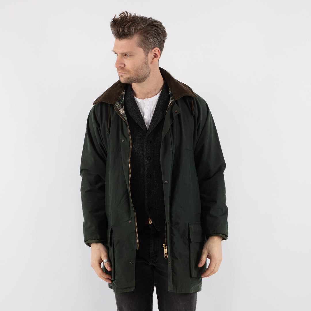 Vintage 90's Men Waxed Canvas Jacket in Green - NorthernGrip