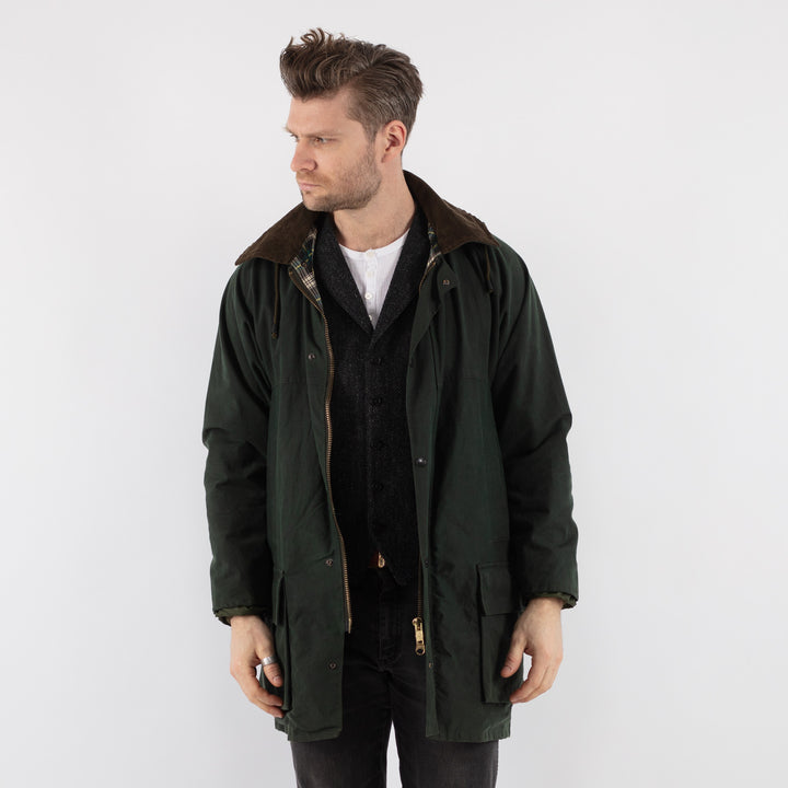 Vintage 90's Men Waxed Canvas Jacket in Green - NorthernGrip