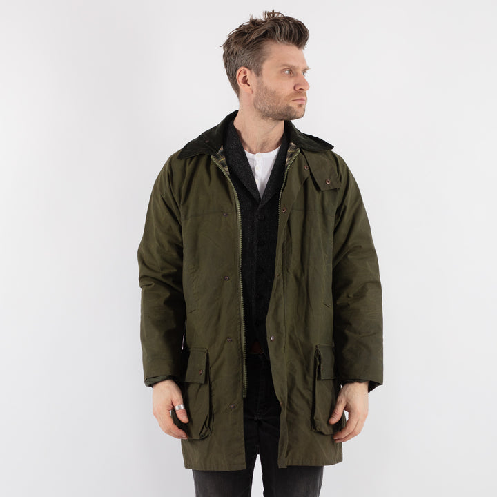 Vintage 90's Men Waxed Canvas Coat in Green - NorthernGrip