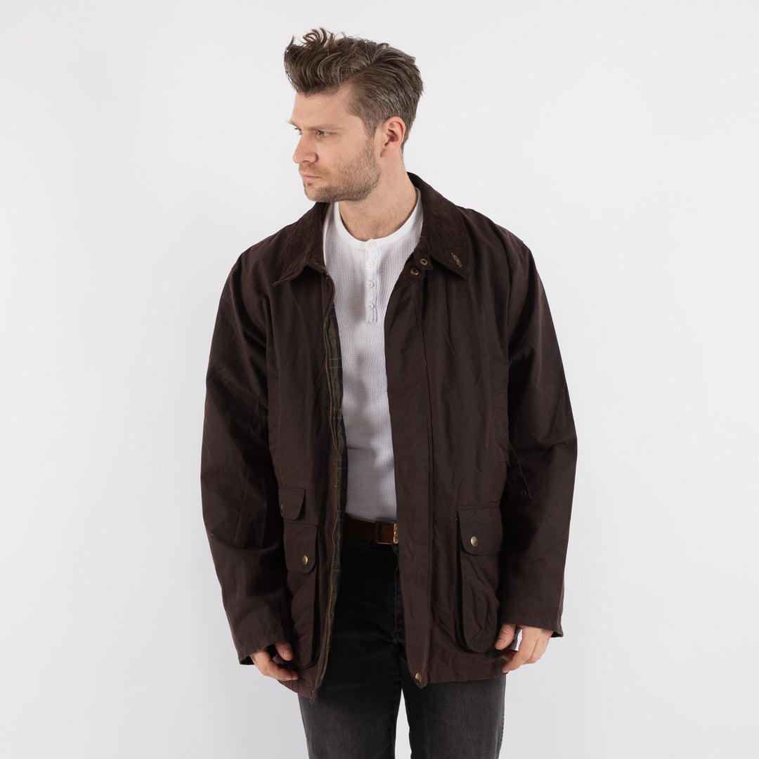 Vintage 90's Men Waxed Canvas Jacket in Brown - NorthernGrip