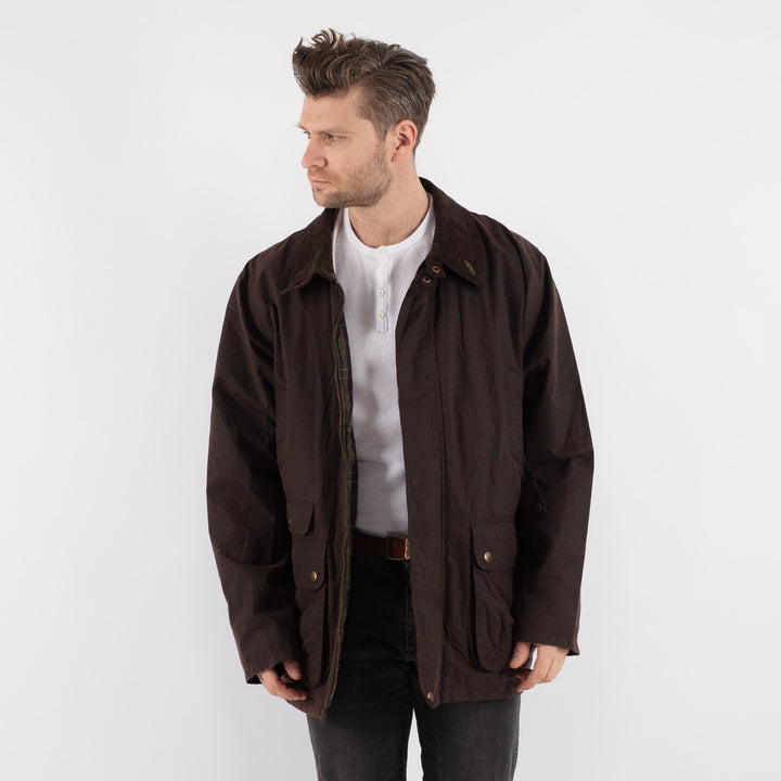 Vintage 90's Men Waxed Canvas Jacket in Brown - NorthernGrip