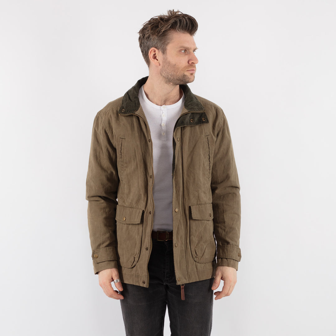 Vintage 00's Men Waxed Canvas Jacket in Khaki - NorthernGrip