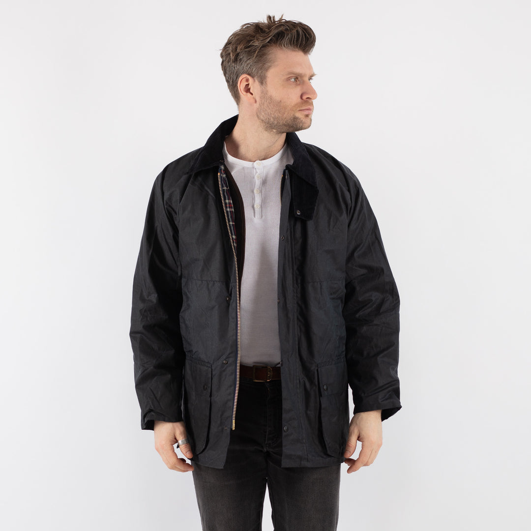 Vintage 90's Men Waxed Canvas Jacket in Blue - NorthernGrip