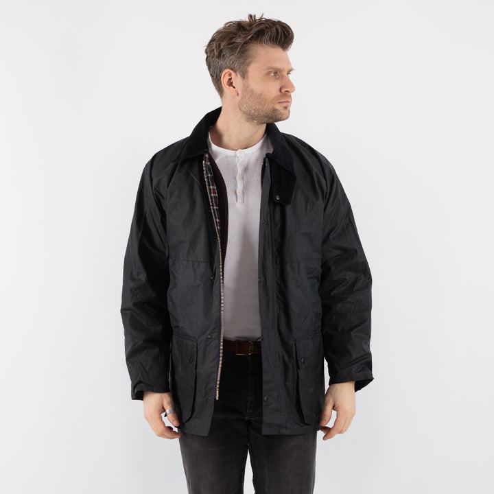Vintage 90's Men Waxed Canvas Jacket in Blue - NorthernGrip