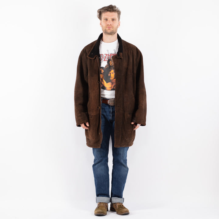 Vintage 90's Men Sheepskin Coat in BrownZ1536