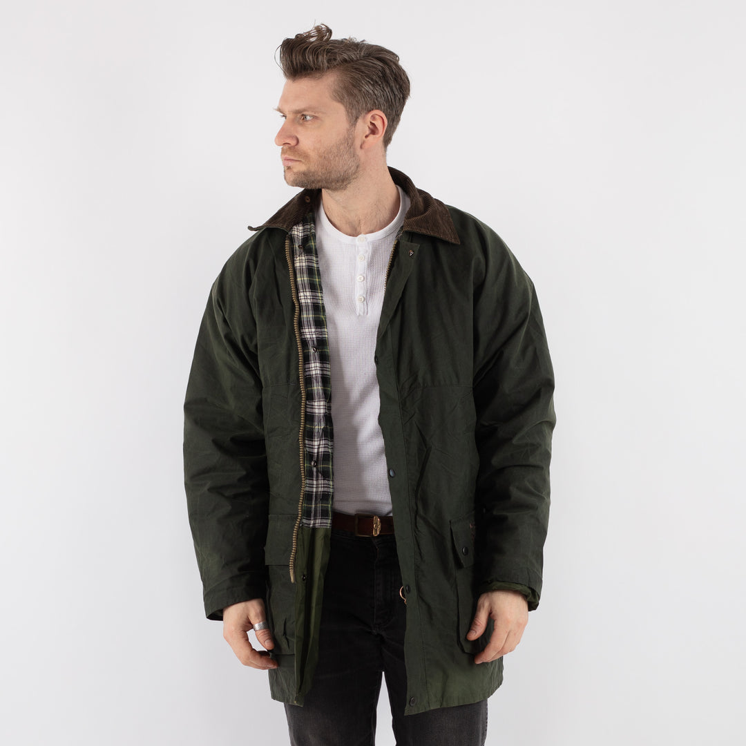 Vintage 90's Men Waxed Canvas Coat in Green - NorthernGrip