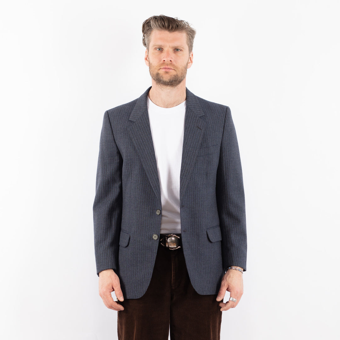 Vintage 70's Men Wool Blend Blazer Jacket in BlueZ1704